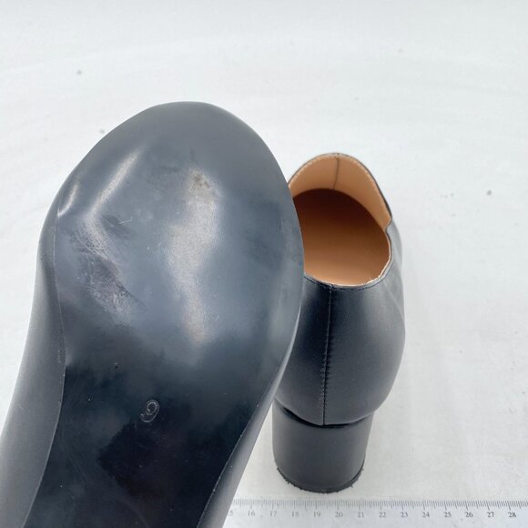 FOWT Black Loafer Slip Ons Closed Round Toe Block Chunky Heels Pumps Shoes - Picture 5 of 7